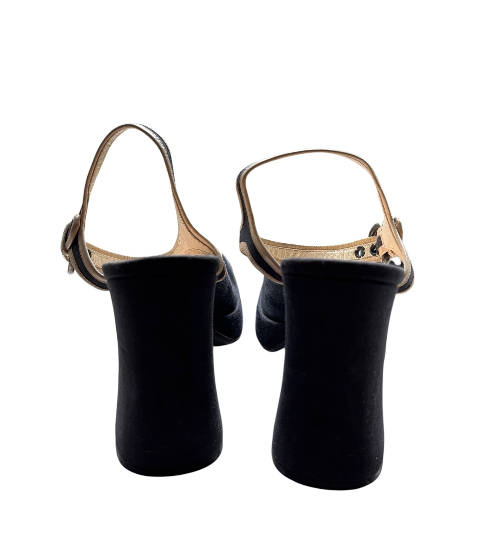 Miu Miu 90s/00s Navy & White Platform Mary Jane Pumps