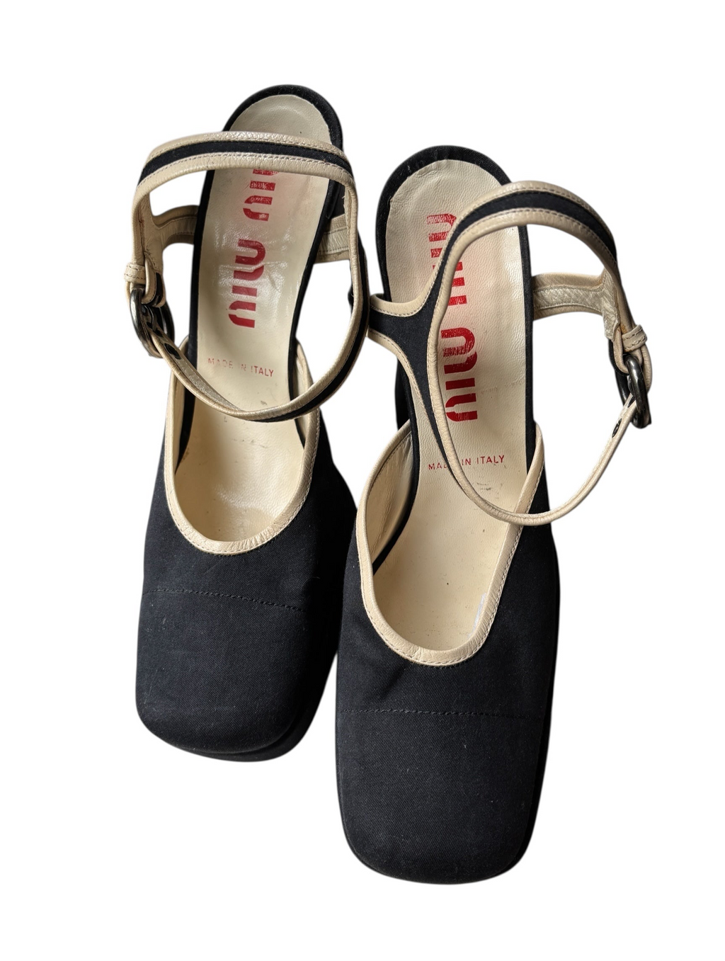 Miu Miu 90s/00s Navy & White Platform Mary Jane Pumps