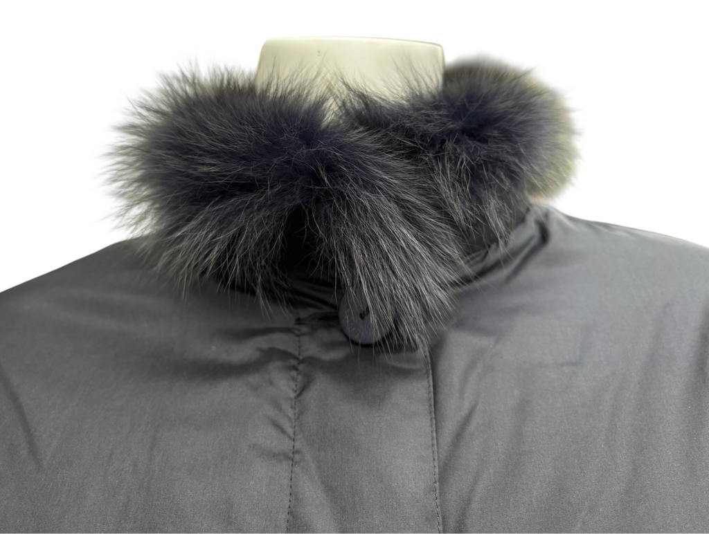 Yves Saint Laurent 1990's Blue Fox Trim Jacket