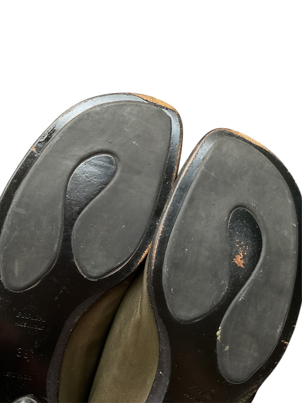 Prada Olive Leather Loafers - Size 8