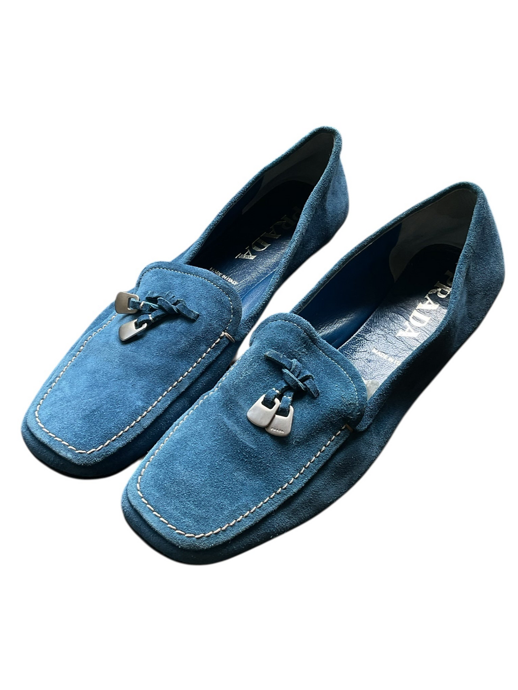 Prada Suede Blue Loafers - Size 8