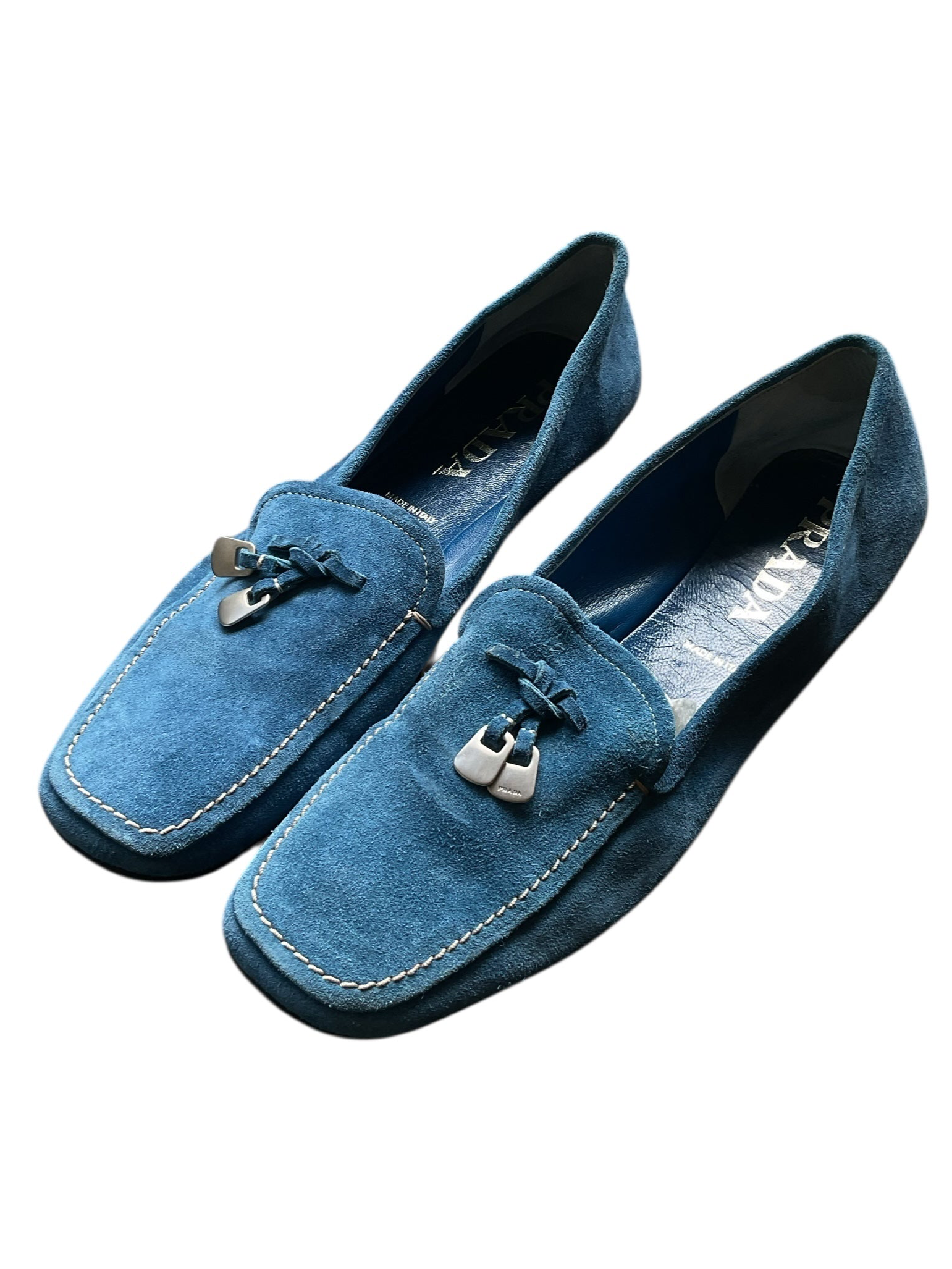 Prada Suede Blue Loafers - Size 8