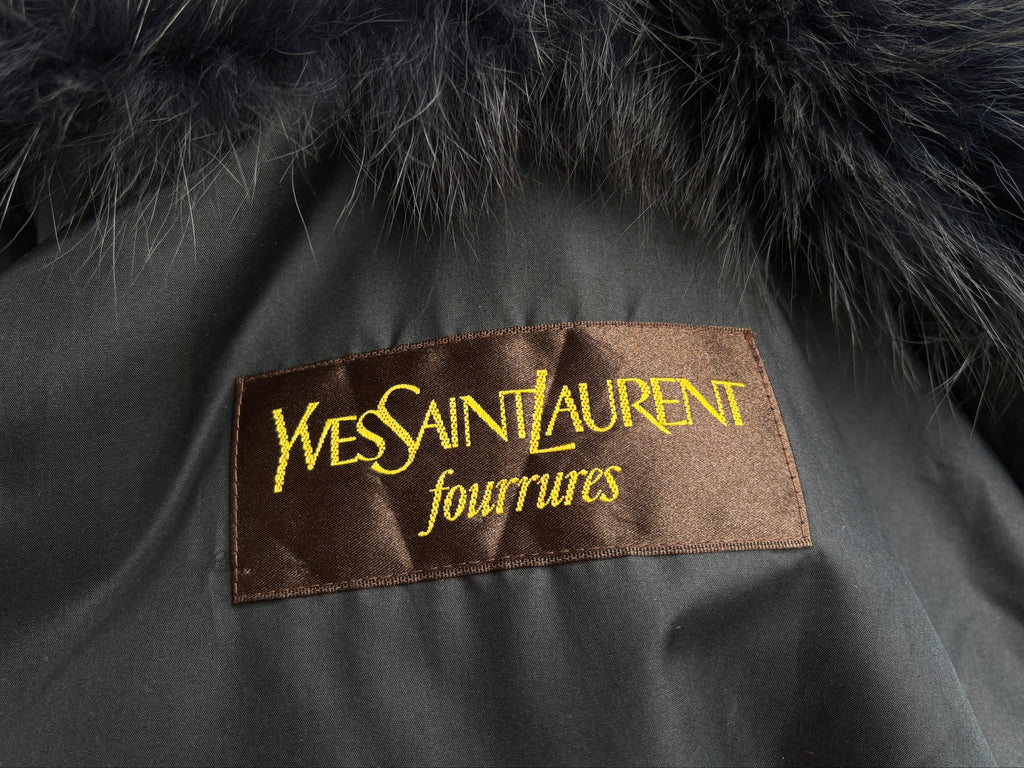 Yves Saint Laurent 1990's Blue Fox Trim Jacket