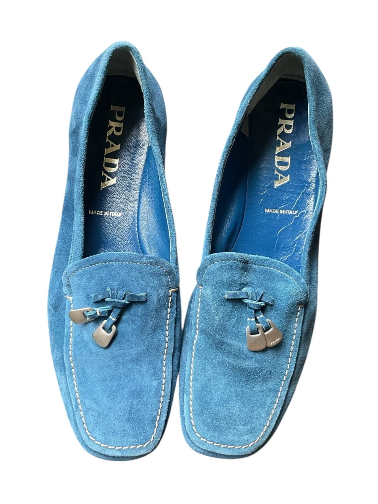 Prada Suede Blue Loafers - Size 8