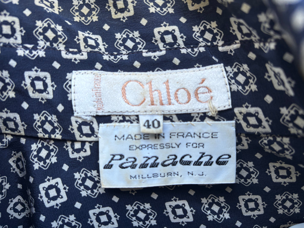 Chloe 1980's SIlk Patterned Blouse - Size M/L