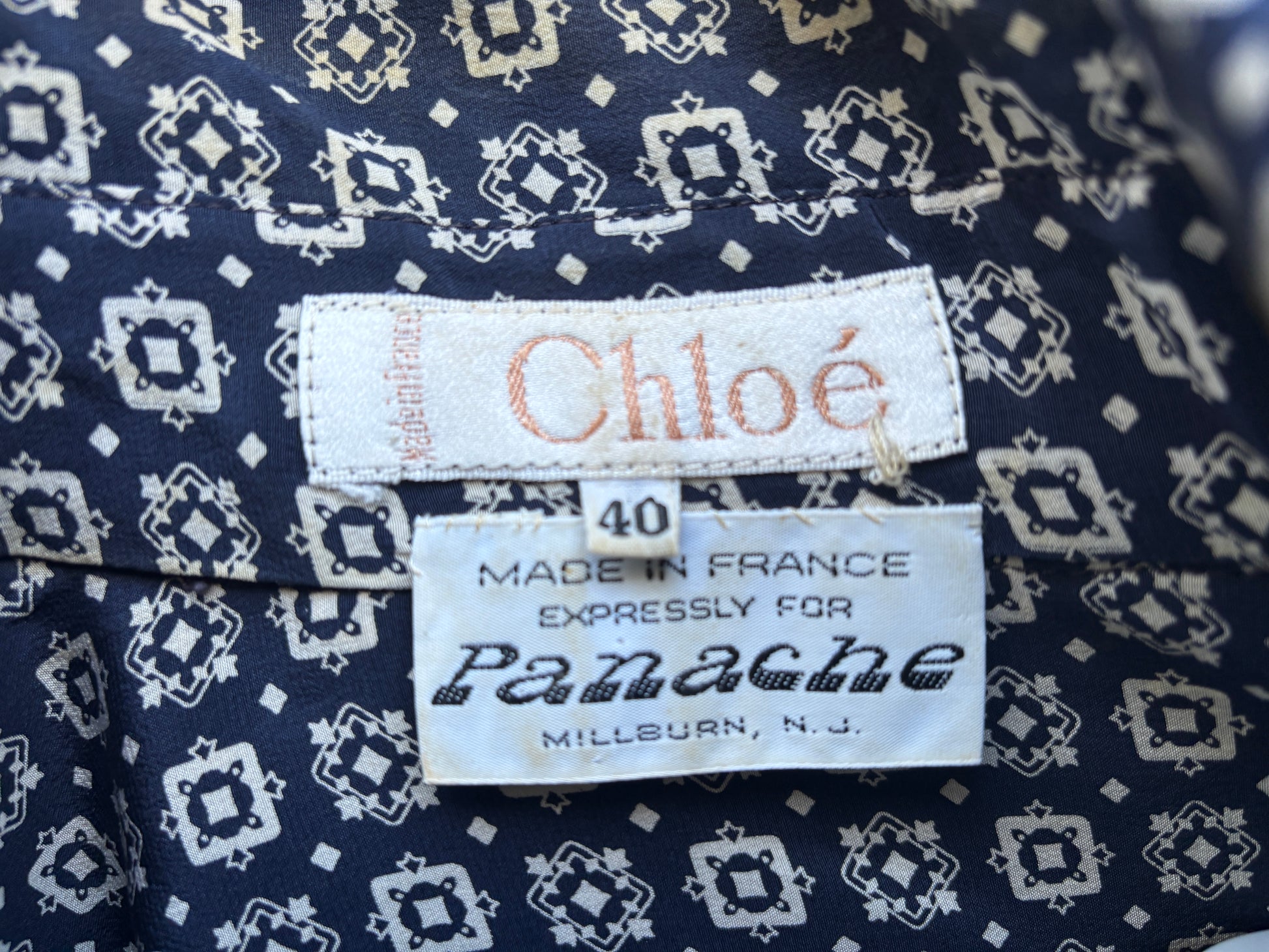 Chloe 1980's SIlk Patterned Blouse - Size M/L
