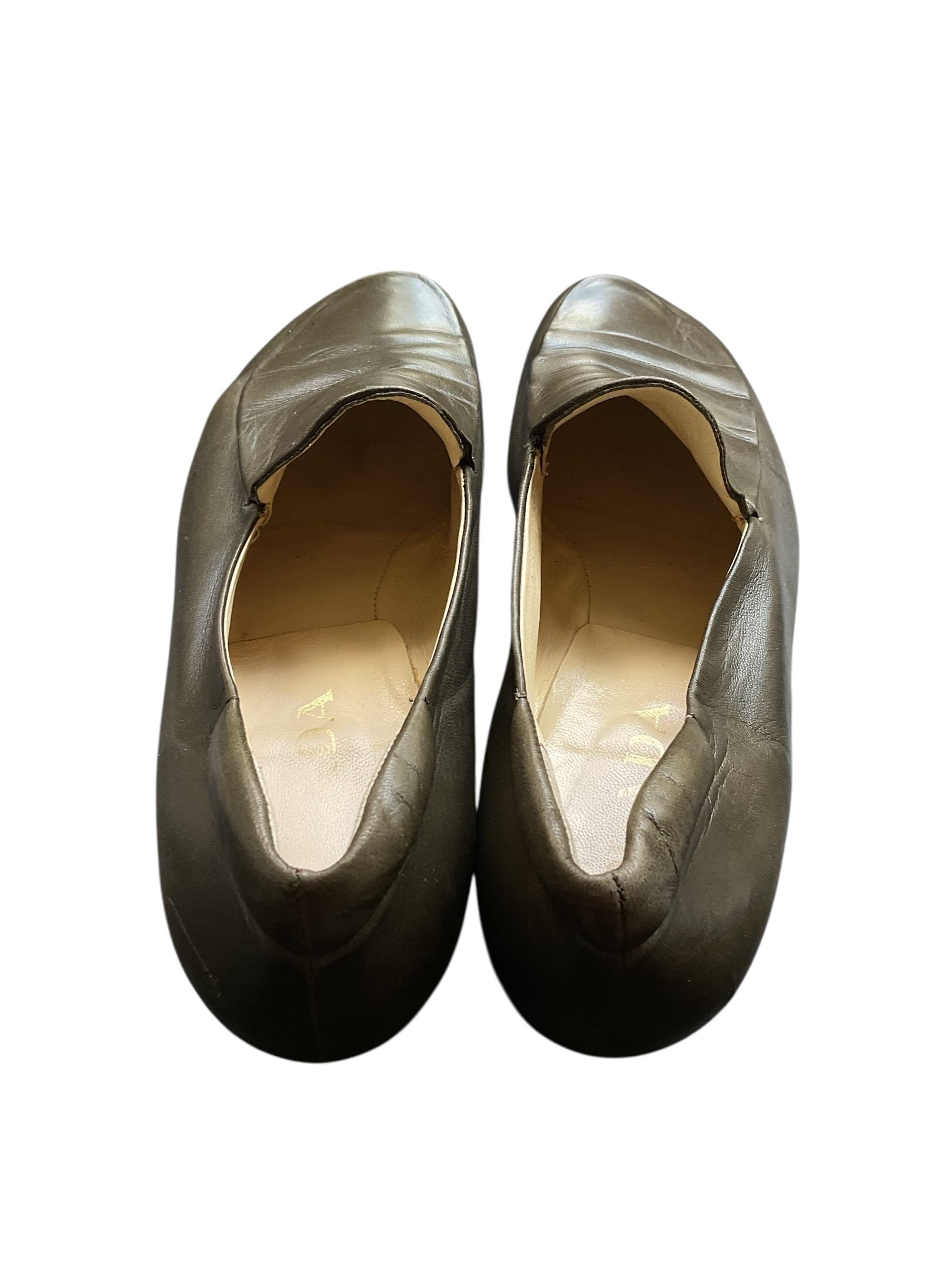 Prada Olive Leather Loafers - Size 8