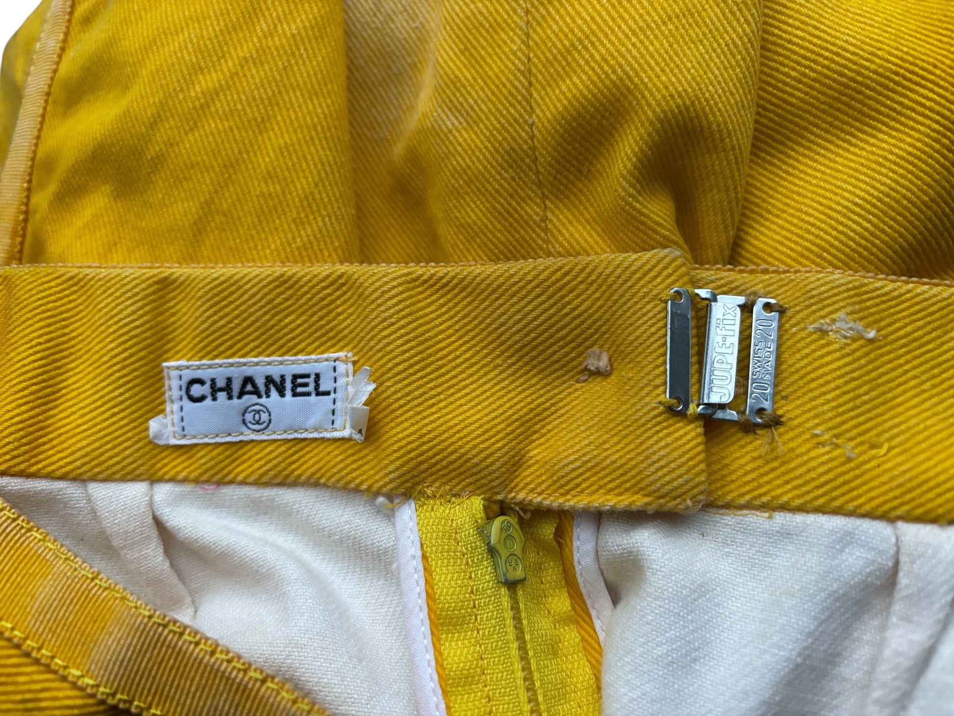 Chanel F/W 1991 Hip Hop Collection Yellow Denim Skirt - Size XS