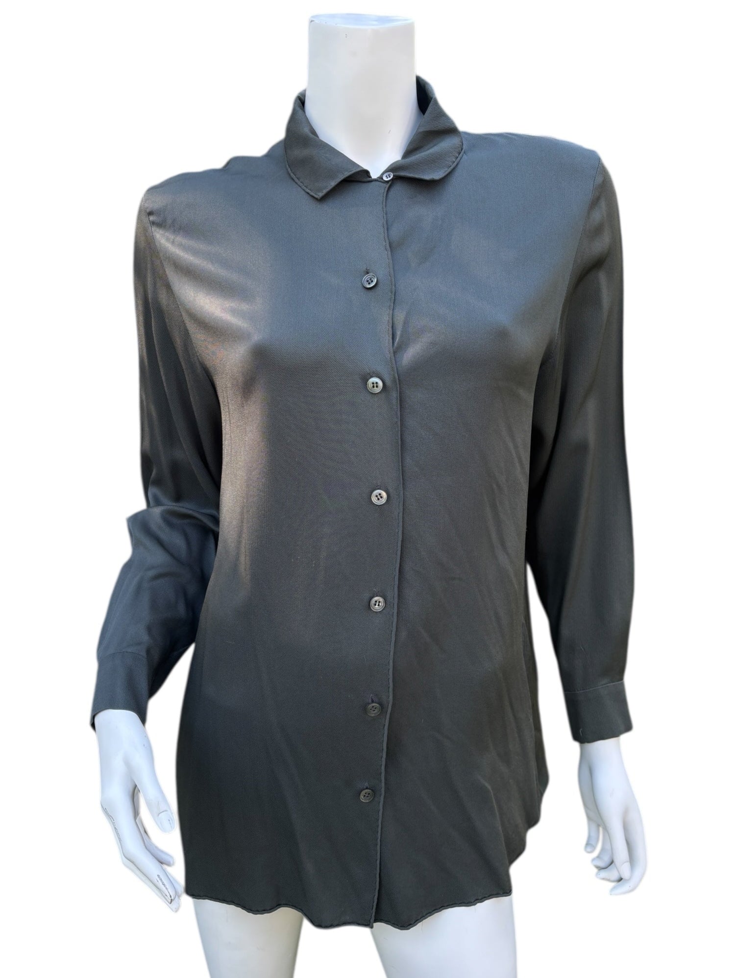 Hermes by Martin Margiela Grey Silk Blouse