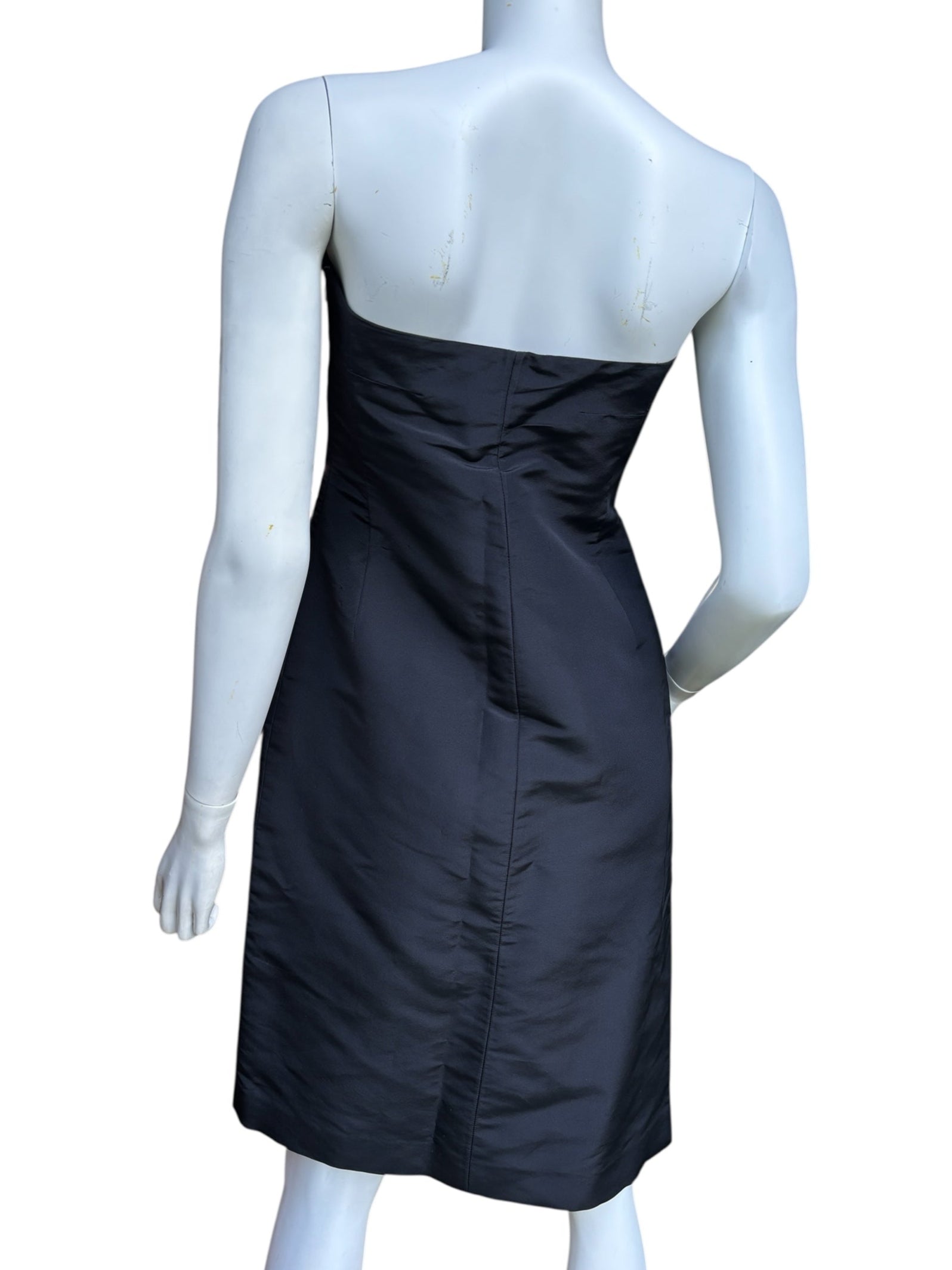 JIl Sander Black Silk Strapless Dress - Size M