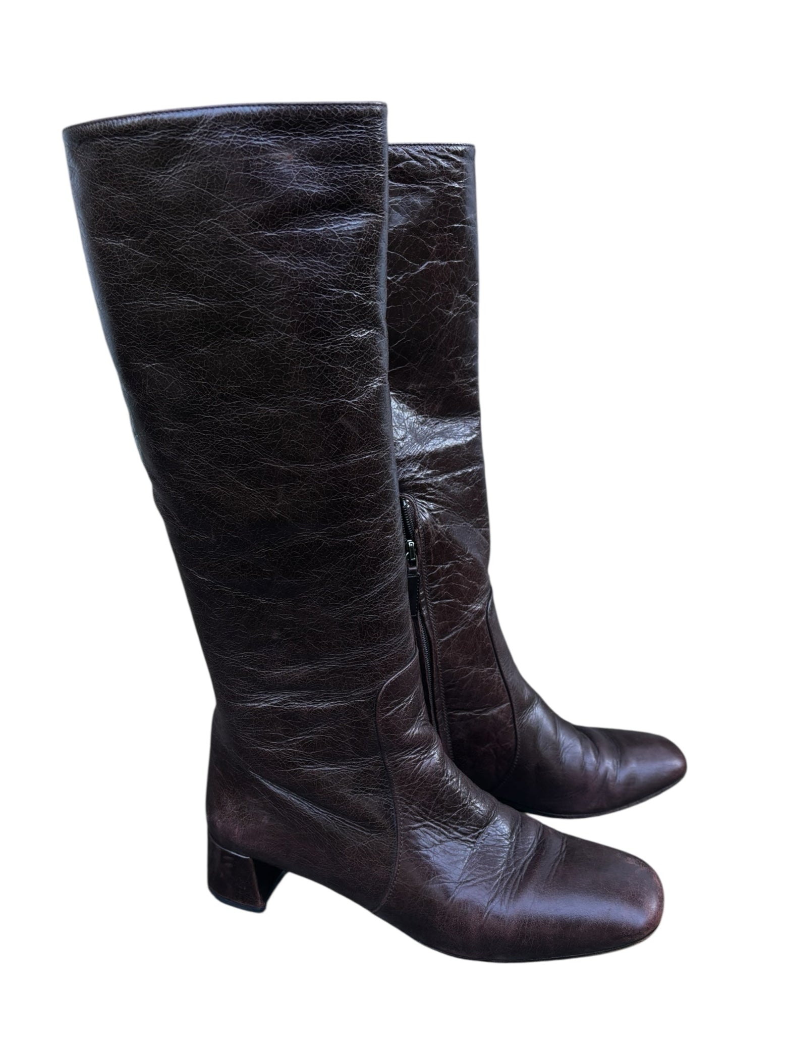 Prada Brown Leather Boots circa 2001-2002 - Size 8.5
