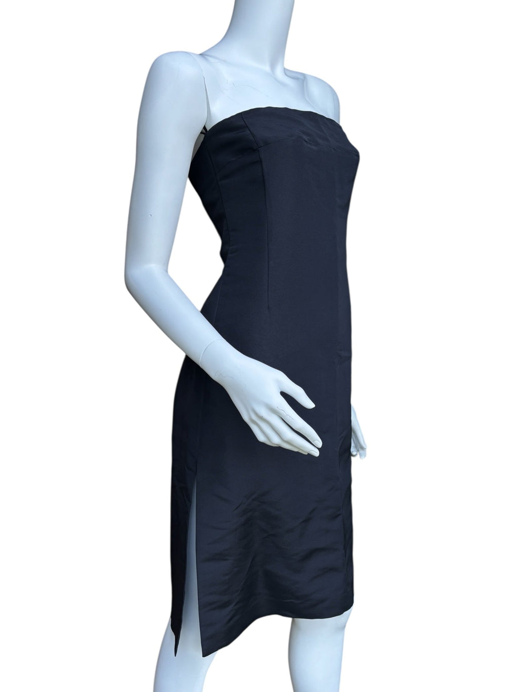 JIl Sander Black Silk Strapless Dress - Size M