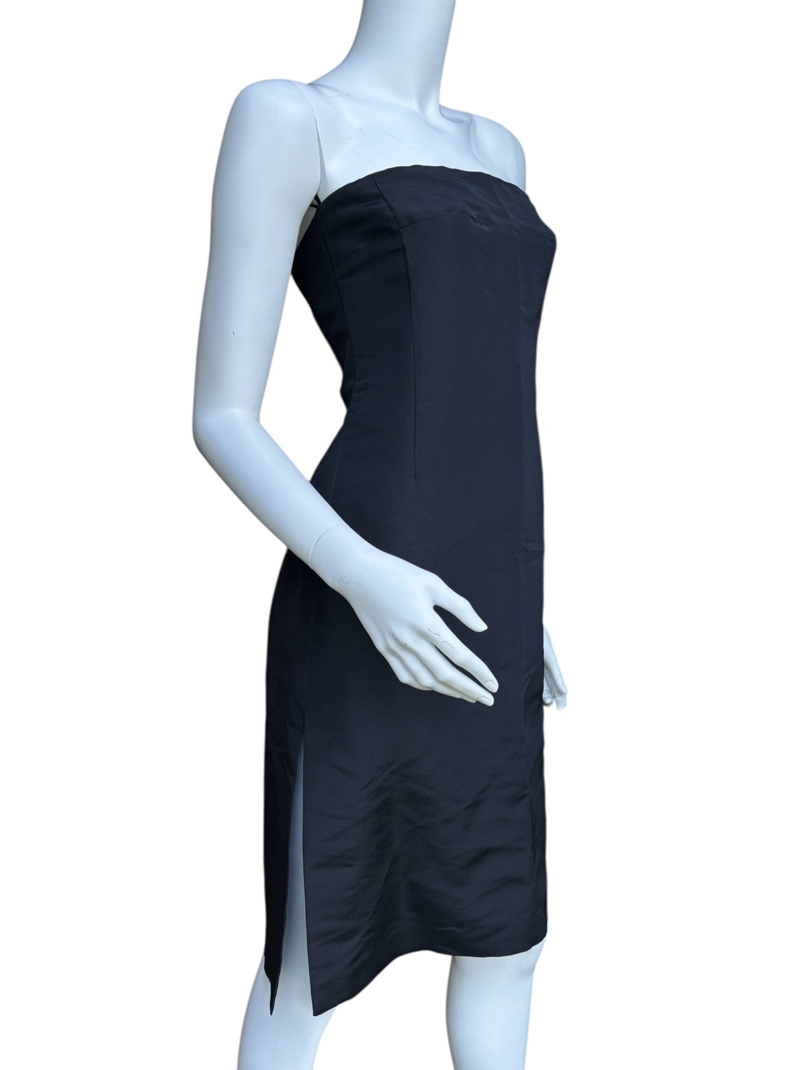 JIl Sander Black Silk Strapless Dress - Size M