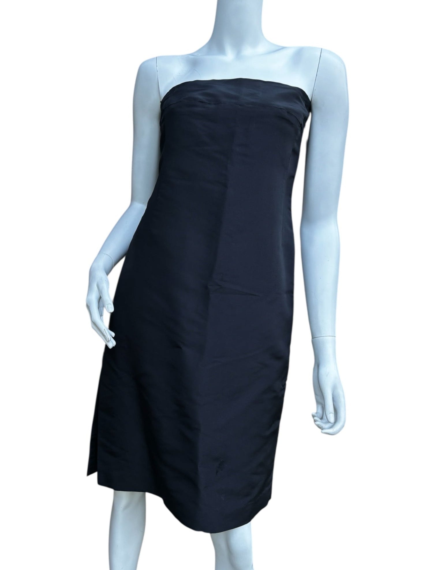 JIl Sander Black Silk Strapless Dress - Size M