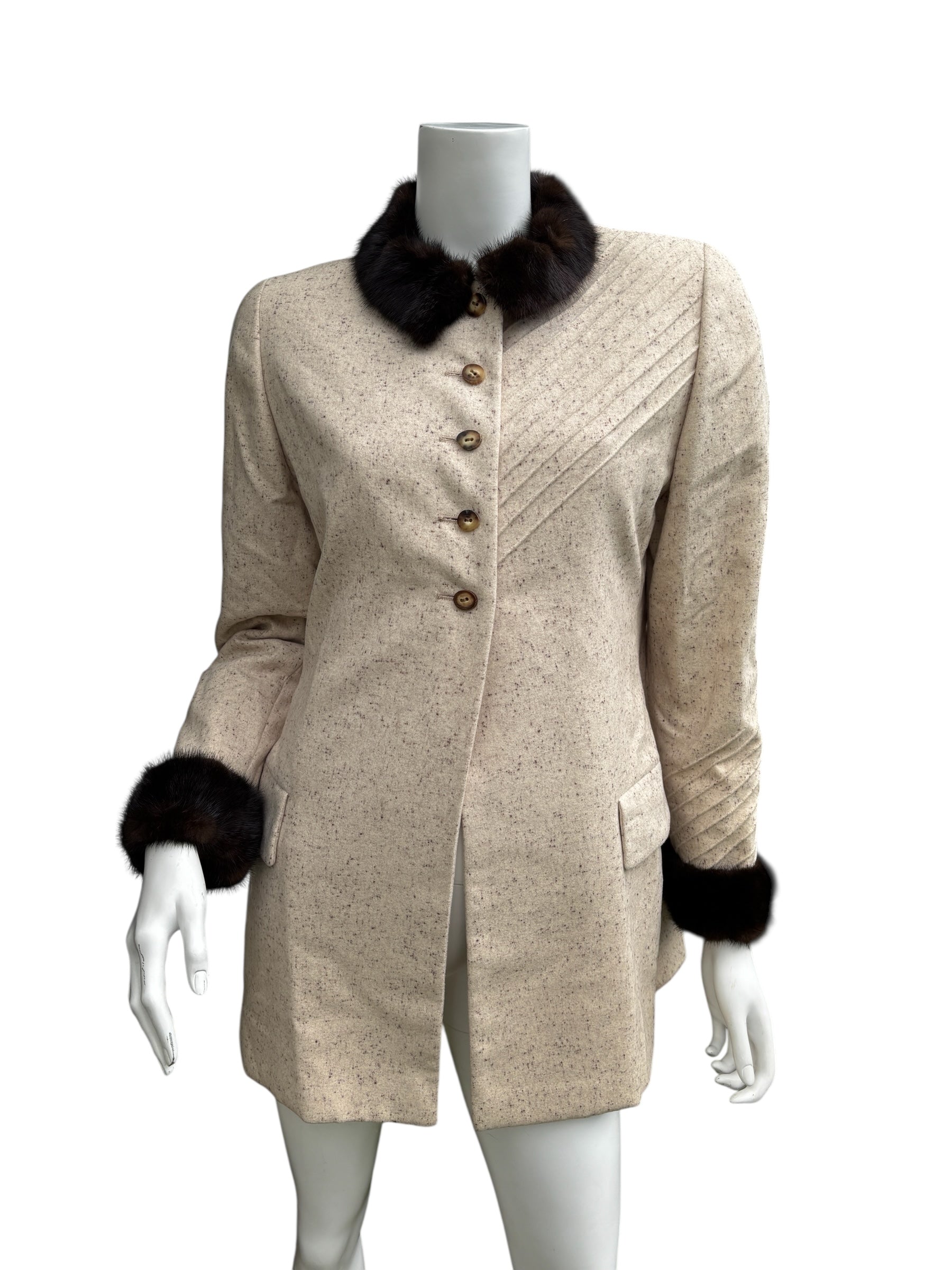 Bill Blass Mink Trim Wool Jacket 1980's - Size S