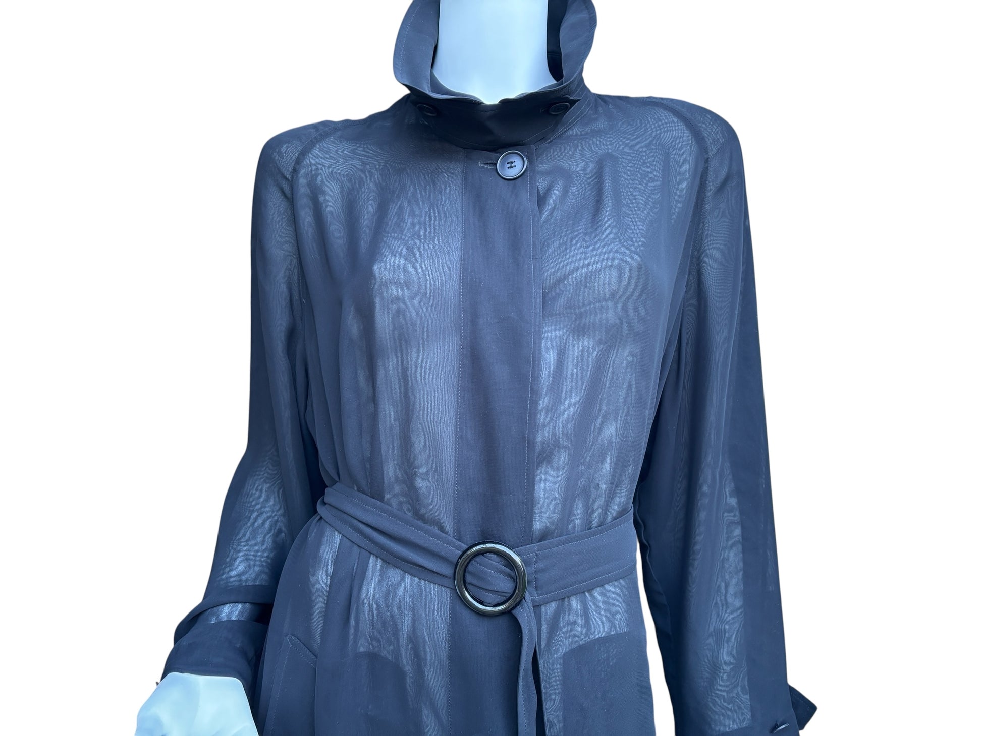 Hermes by Martin Margiela “Anti-Pleu” Black Sheer Coat - Size S