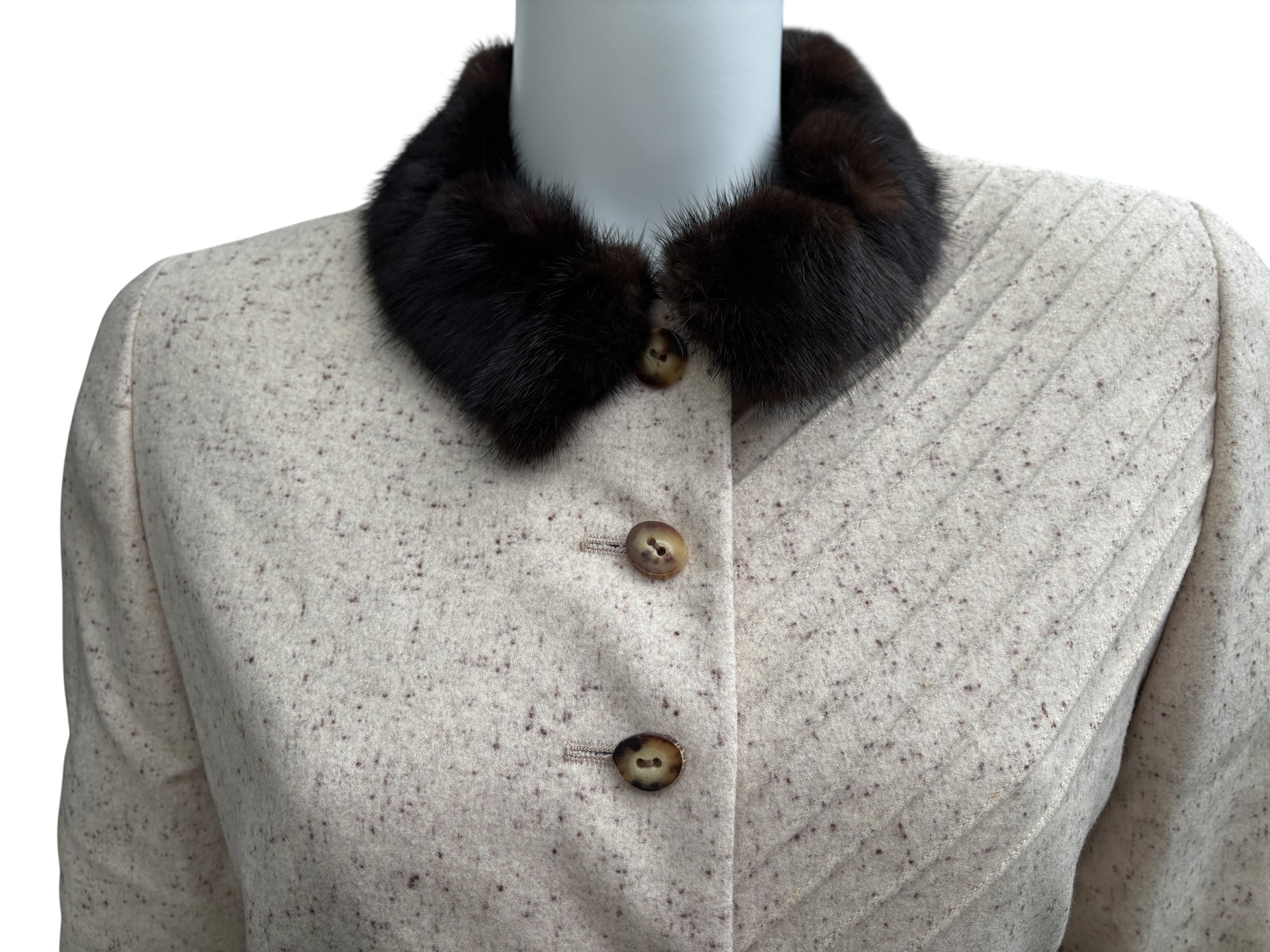 Bill Blass Mink Trim Wool Jacket 1980's - Size S