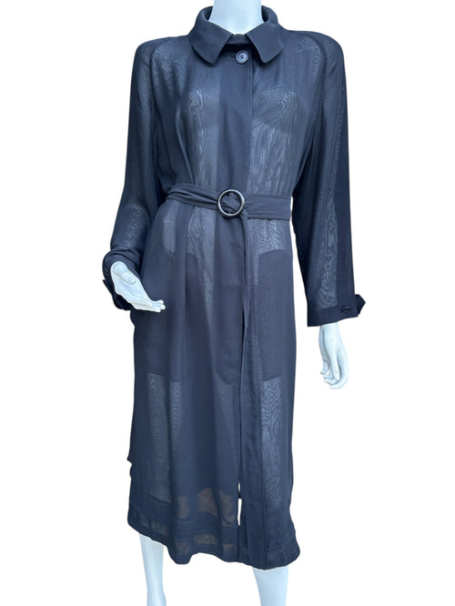 Hermes by Martin Margiela “Anti-Pleu” Black Sheer Coat - Size S