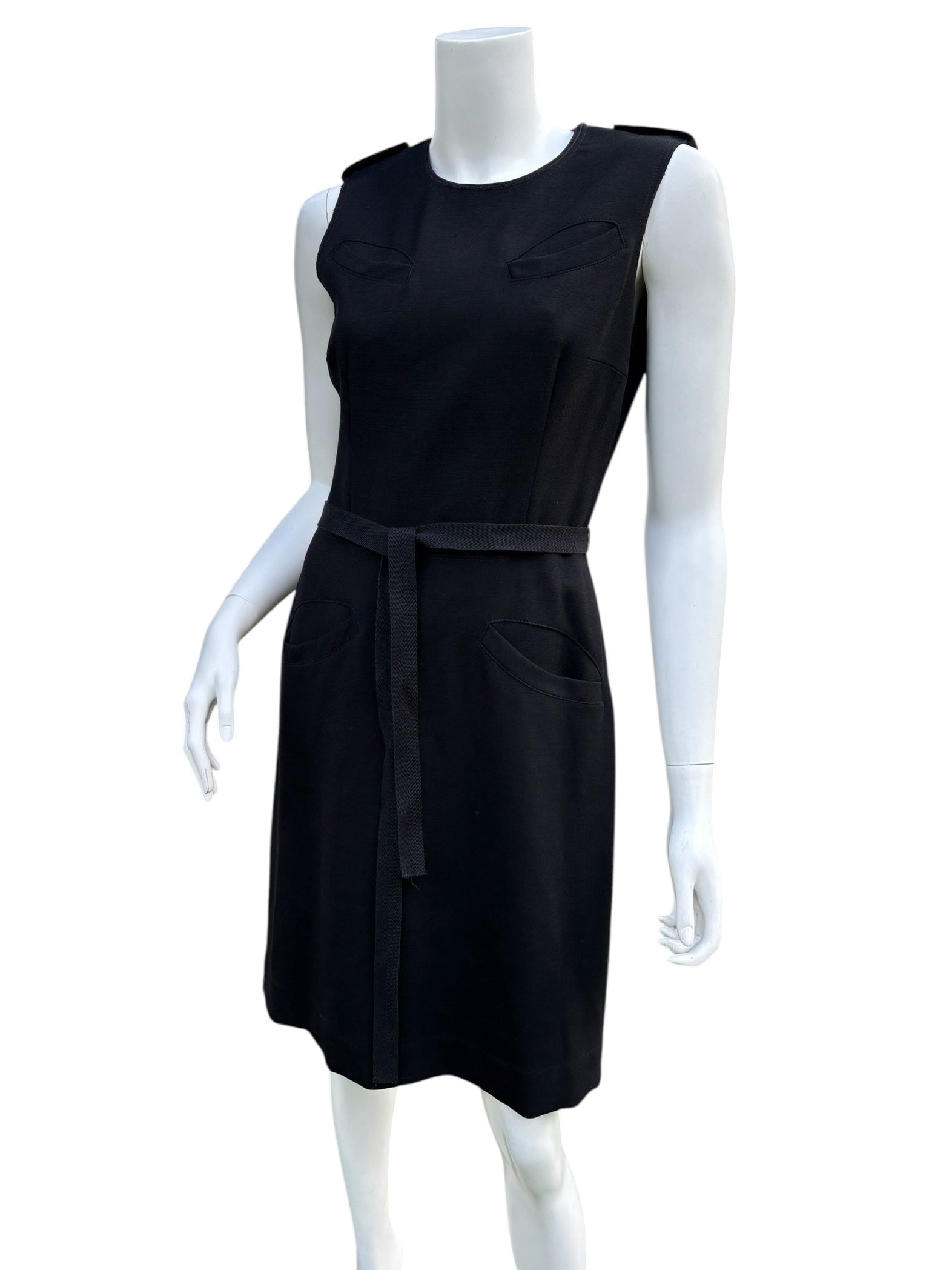Prada Mid 00's Wool Dress w/ Grosgrain Belt