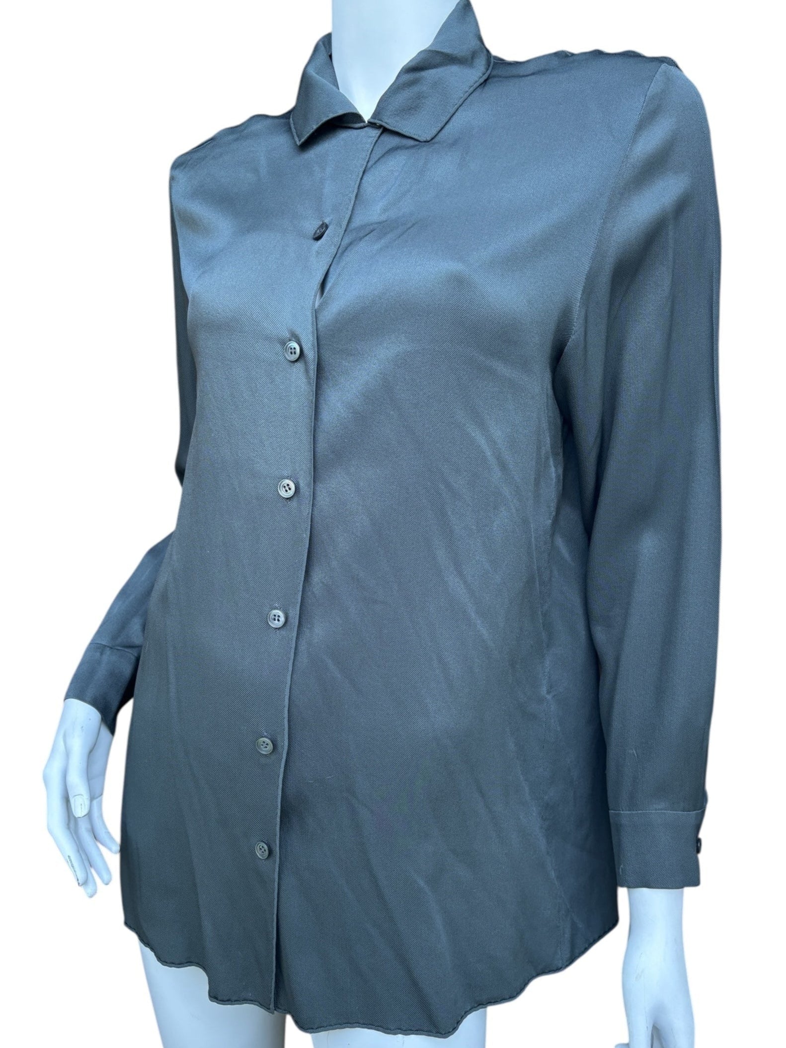 Hermes by Martin Margiela Grey Silk Blouse - Size M