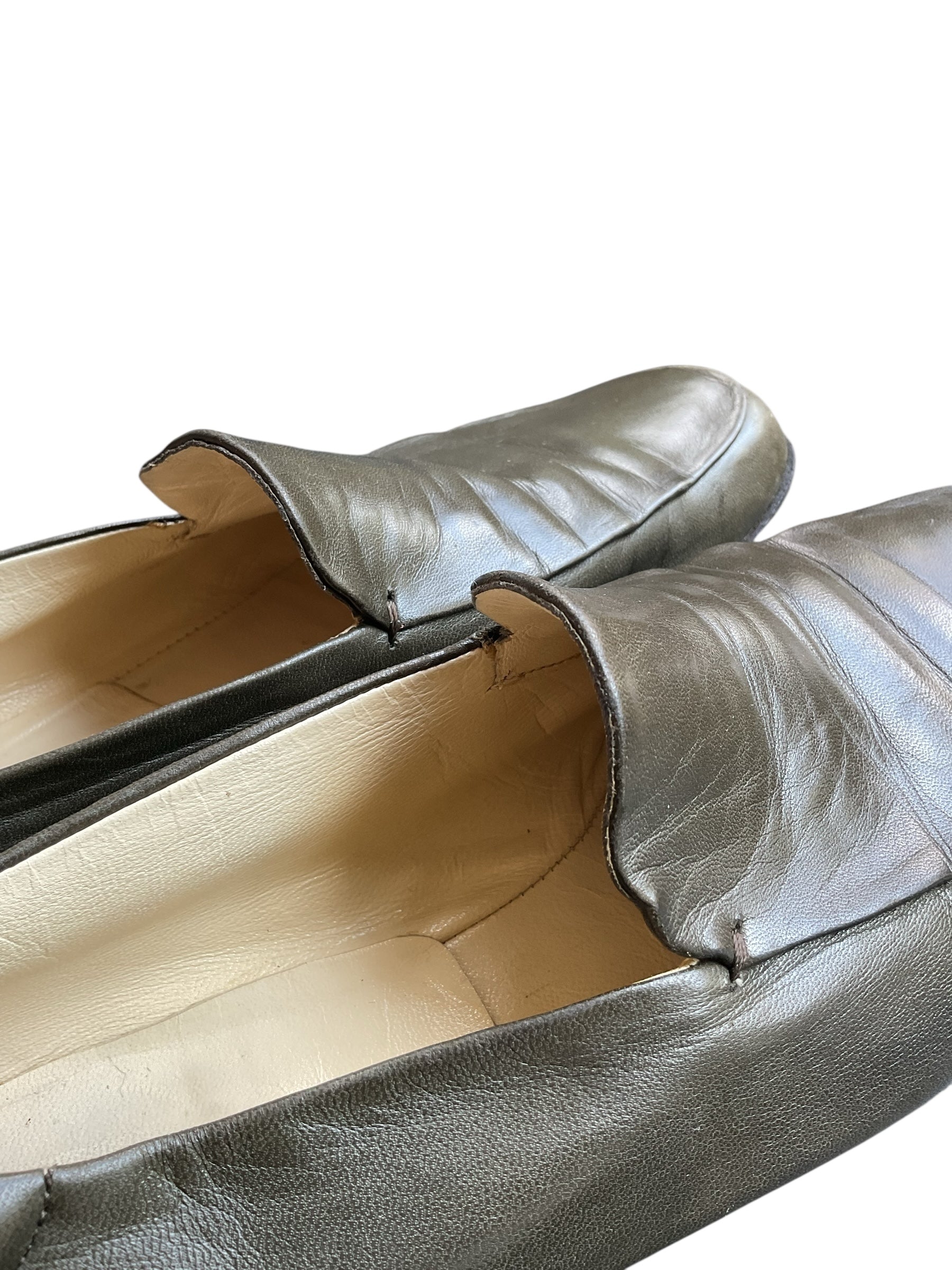 Prada Olive Leather Loafers - Size 8