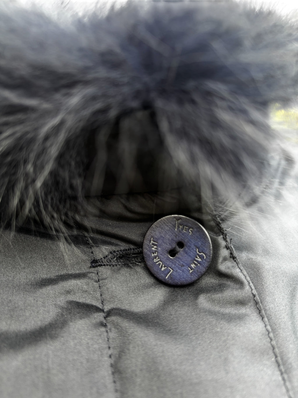 Yves Saint Laurent 1990's Blue Fox Trim Jacket
