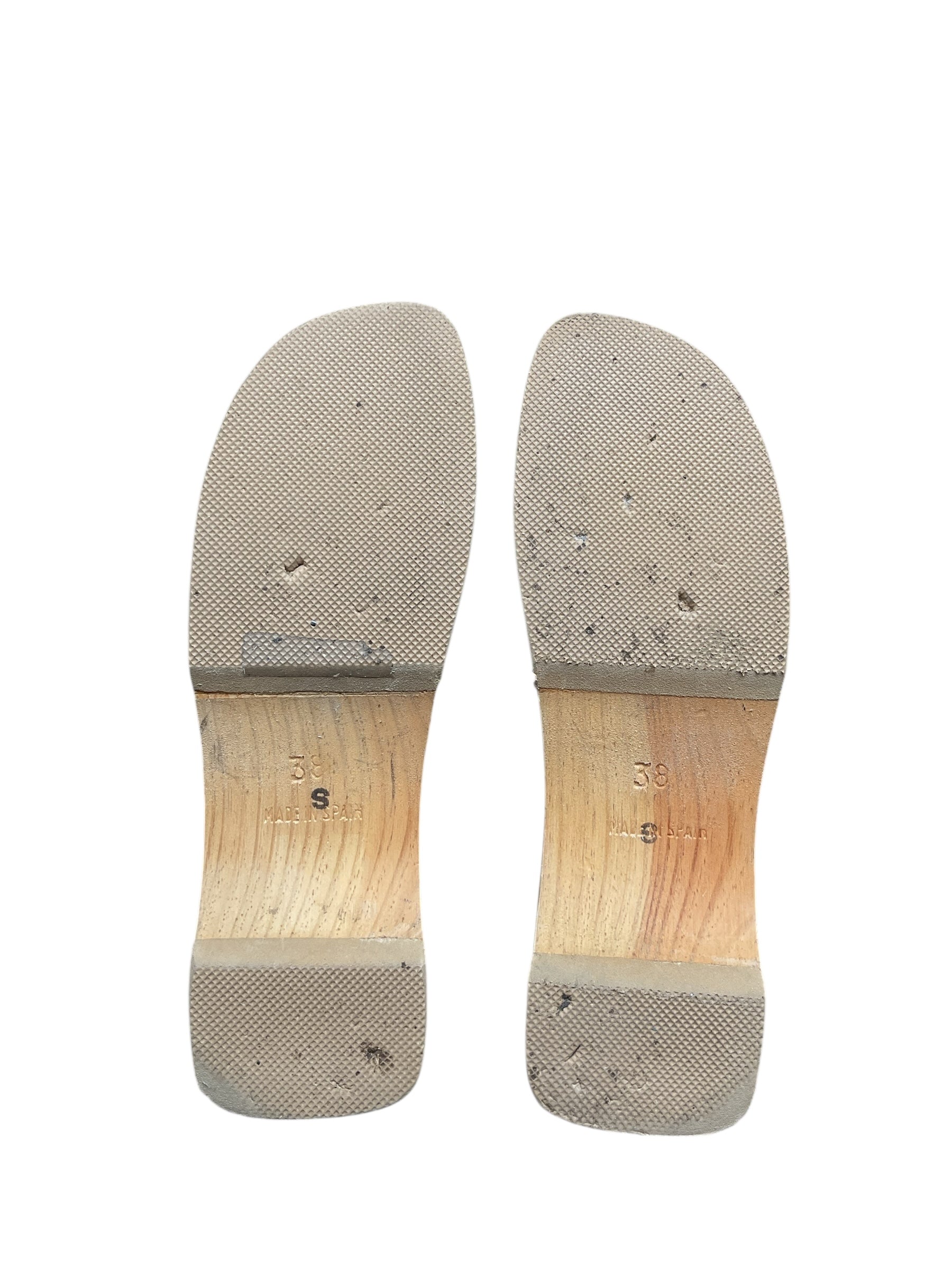 Hermes "H" Perforated Jelly Strap Wood Mules - Size 8
