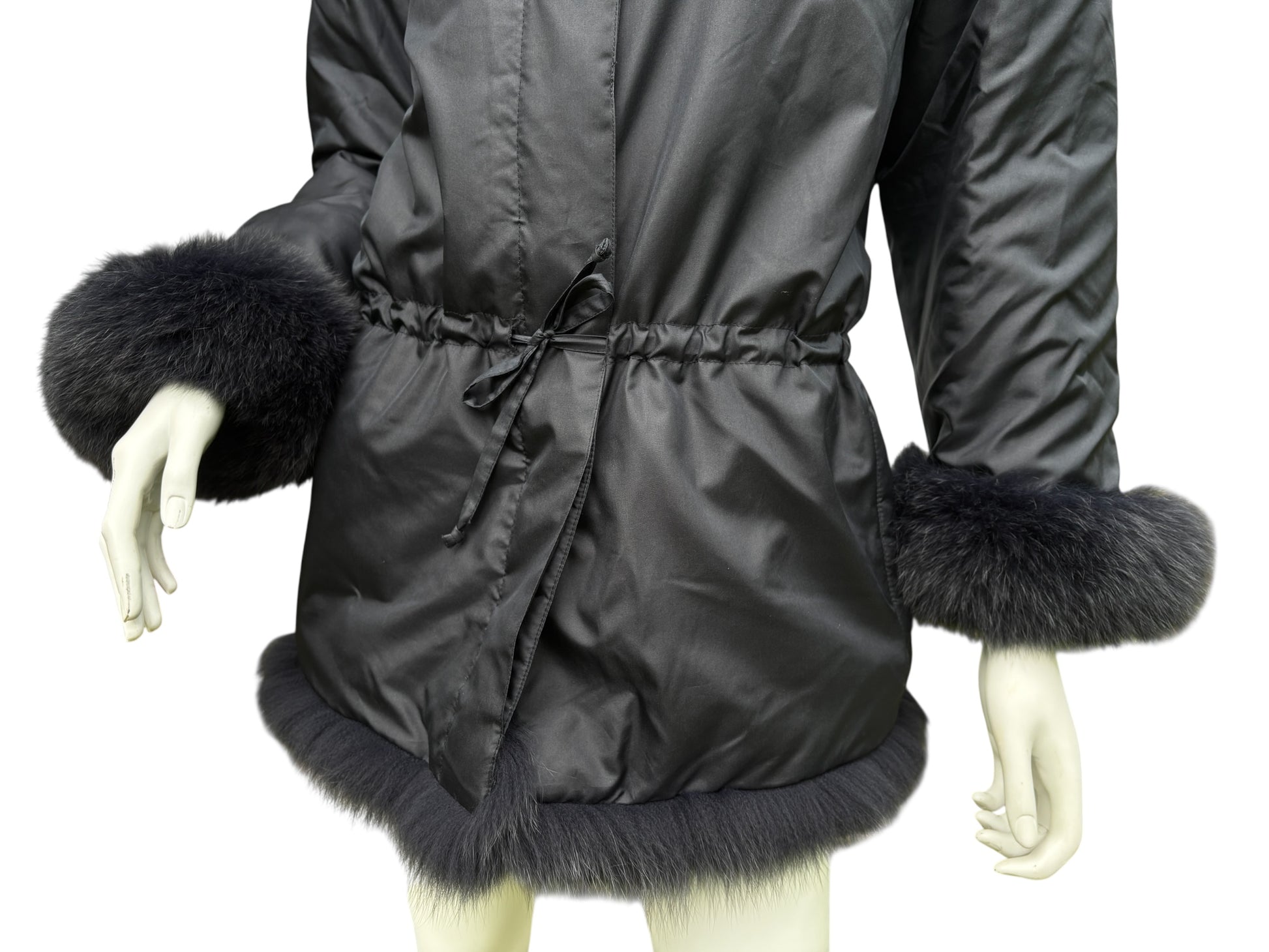 Yves Saint Laurent 1990's Blue Fox Trim Jacket